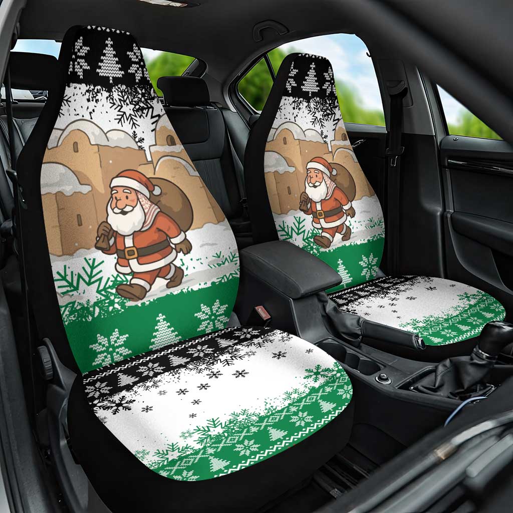 Jordan Christmas Car Seat Cover with Santa Snow Village Green and Black Snowflake Tree Pattern - Wonder Print Shop
