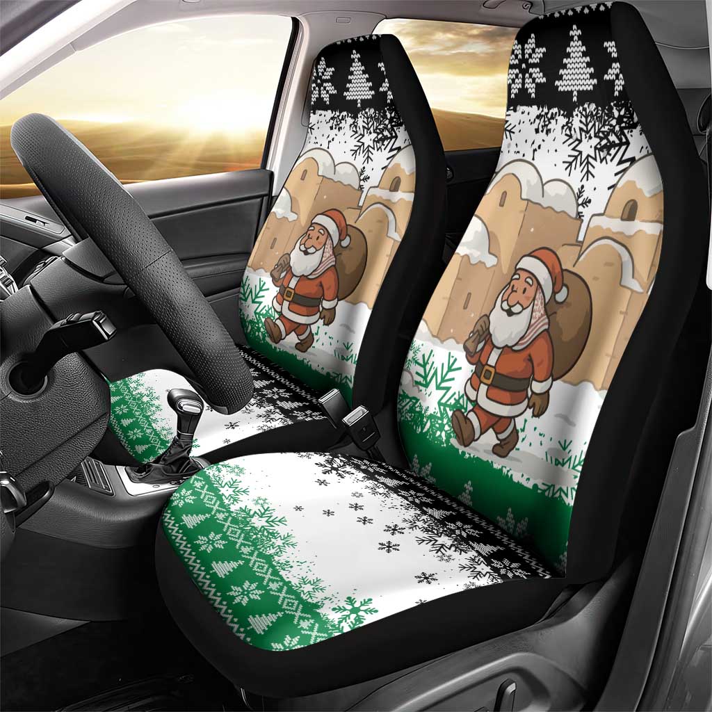 Jordan Christmas Car Seat Cover with Santa Snow Village Green and Black Snowflake Tree Pattern - Wonder Print Shop