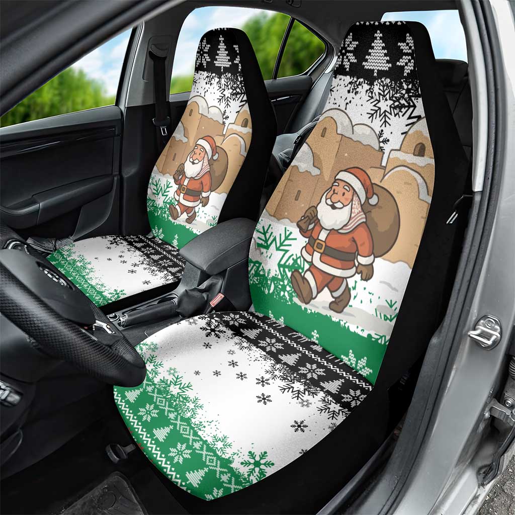 Jordan Christmas Car Seat Cover with Santa Snow Village Green and Black Snowflake Tree Pattern - Wonder Print Shop