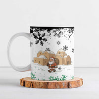 Jordan Christmas Ceramic Mug with Santa Snow Village Green and Black Snowflake Tree Pattern - Wonder Print Shop