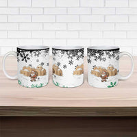 Jordan Christmas Ceramic Mug with Santa Snow Village Green and Black Snowflake Tree Pattern - Wonder Print Shop