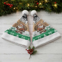 Jordan Christmas Santa Hat with Santa Snow Village Green and Black Snowflake Tree Pattern - Wonder Print Shop