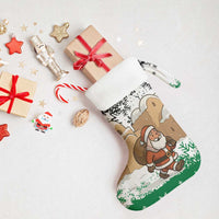 Jordan Christmas Stocking with Santa Snow Village Green and Black Snowflake Tree Pattern - Wonder Print Shop