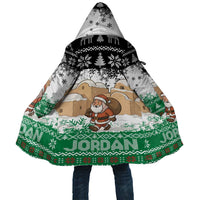 Jordan Christmas Cloak with Santa Snow Village Green and Black Snowflake Tree Pattern - Wonder Print Shop