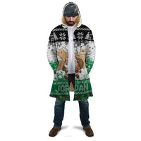 Jordan Christmas Cloak with Santa Snow Village Green and Black Snowflake Tree Pattern - Wonder Print Shop