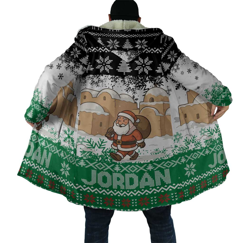 Jordan Christmas Cloak with Santa Snow Village Green and Black Snowflake Tree Pattern - Wonder Print Shop