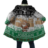 Jordan Christmas Cloak with Santa Snow Village Green and Black Snowflake Tree Pattern - Wonder Print Shop
