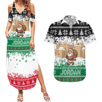 Jordan Christmas Couples Matching Summer Maxi Dress and Hawaiian Shirt with Santa Snow Village Green and Black Snowflake Tree Pattern - Wonder Print Shop