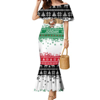 Jordan Christmas Family Matching Mermaid Dress and Hawaiian Shirt with Santa Snow Village Green and Black Snowflake Tree Pattern - Wonder Print Shop