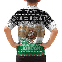 Jordan Christmas Family Matching Summer Maxi Dress and Hawaiian Shirt with Santa Snow Village Green and Black Snowflake Tree Pattern - Wonder Print Shop