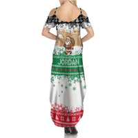 Jordan Christmas Family Matching Summer Maxi Dress and Hawaiian Shirt with Santa Snow Village Green and Black Snowflake Tree Pattern - Wonder Print Shop