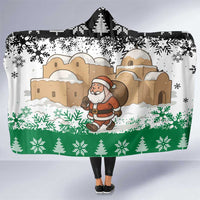 Jordan Christmas Hooded Blanket with Santa Snow Village Green and Black Snowflake Tree Pattern - Wonder Print Shop