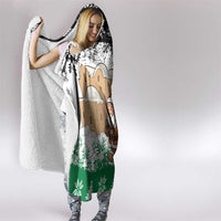 Jordan Christmas Hooded Blanket with Santa Snow Village Green and Black Snowflake Tree Pattern - Wonder Print Shop