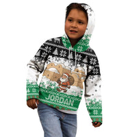 Jordan Christmas Kid Hoodie with Santa Snow Village Green and Black Snowflake Tree Pattern - Wonder Print Shop