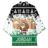 Jordan Christmas Kimono with Santa Snow Village Green and Black Snowflake Tree Pattern - Wonder Print Shop