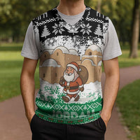 Jordan Christmas Knitted V-Neck Vest with Santa Snow Village Green and Black Snowflake Tree Pattern - Wonder Print Shop