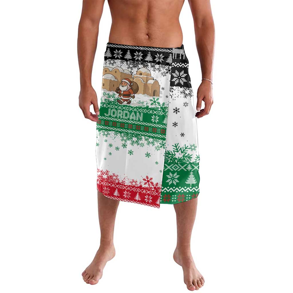 Jordan Christmas Lavalava with Santa Snow Village Green and Black Snowflake Tree Pattern - Wonder Print Shop