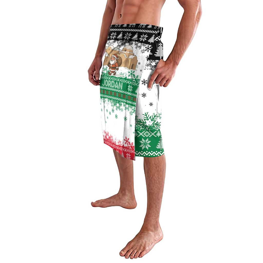 Jordan Christmas Lavalava with Santa Snow Village Green and Black Snowflake Tree Pattern - Wonder Print Shop