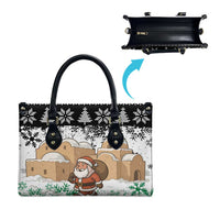 Jordan Christmas Leather Bag with Santa Snow Village Green and Black Snowflake Tree Pattern - Wonder Print Shop
