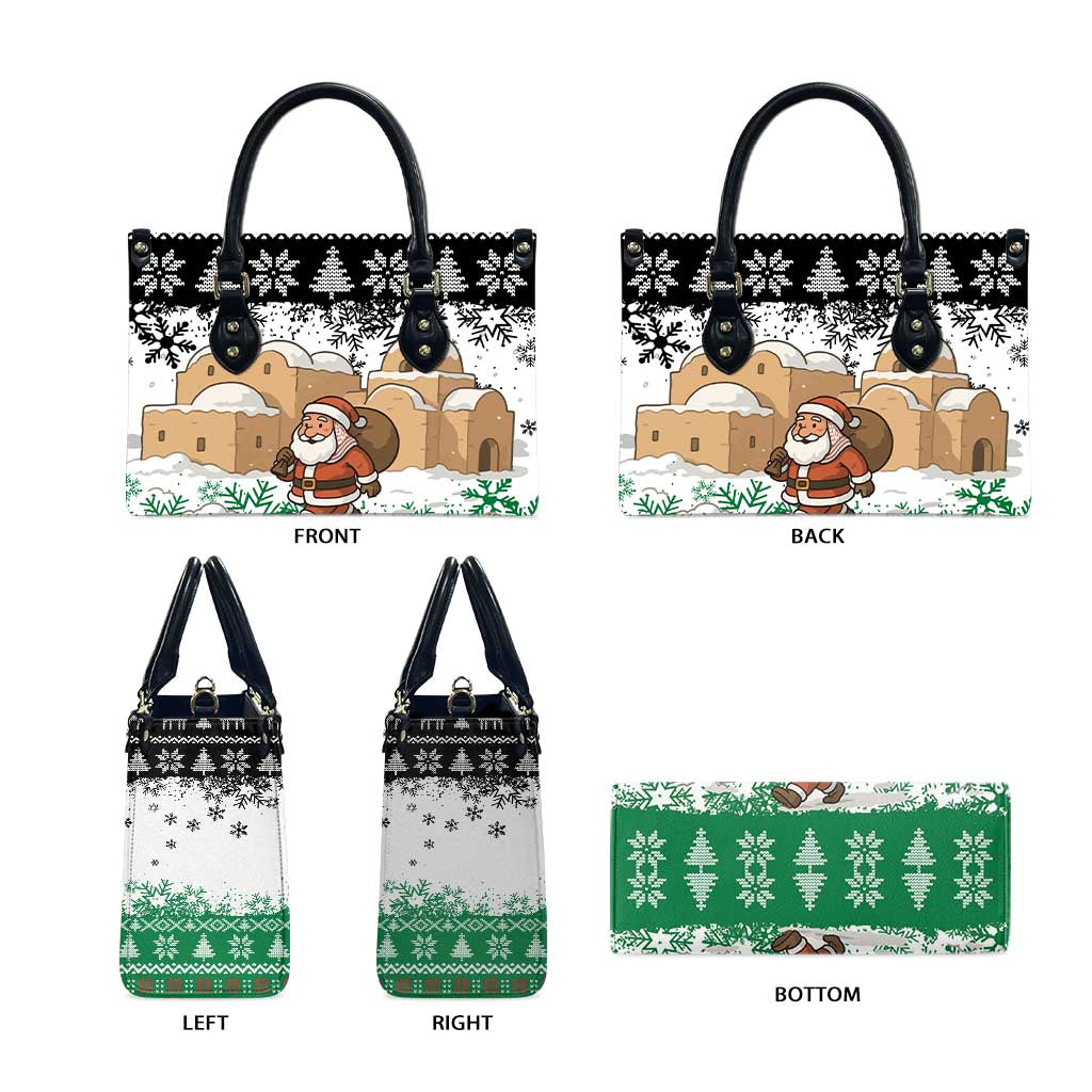 Jordan Christmas Leather Bag with Santa Snow Village Green and Black Snowflake Tree Pattern - Wonder Print Shop