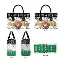 Jordan Christmas Leather Bag with Santa Snow Village Green and Black Snowflake Tree Pattern - Wonder Print Shop