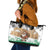 Jordan Christmas Leather Tote Bag with Santa Snow Village Green and Black Snowflake Tree Pattern - Wonder Print Shop