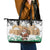 Jordan Christmas Leather Tote Bag with Santa Snow Village Green and Black Snowflake Tree Pattern - Wonder Print Shop