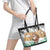 Jordan Christmas Leather Tote Bag with Santa Snow Village Green and Black Snowflake Tree Pattern - Wonder Print Shop