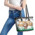 Jordan Christmas Leather Tote Bag with Santa Snow Village Green and Black Snowflake Tree Pattern - Wonder Print Shop