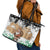 Jordan Christmas Leather Tote Bag with Santa Snow Village Green and Black Snowflake Tree Pattern - Wonder Print Shop