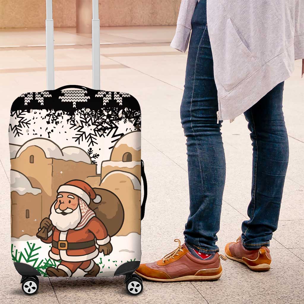 Jordan Christmas Luggage Cover with Santa Snow Village Green and Black Snowflake Tree Pattern - Wonder Print Shop