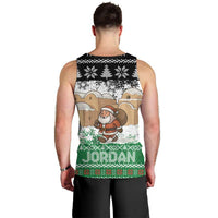 Jordan Christmas Men Tank Top with Santa Snow Village Green and Black Snowflake Tree Pattern - Wonder Print Shop