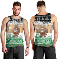 Jordan Christmas Men Tank Top with Santa Snow Village Green and Black Snowflake Tree Pattern - Wonder Print Shop