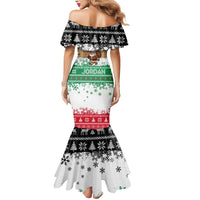 Jordan Christmas Mermaid Dress with Santa Snow Village Green and Black Snowflake Tree Pattern - Wonder Print Shop