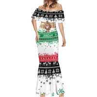 Jordan Christmas Mermaid Dress with Santa Snow Village Green and Black Snowflake Tree Pattern - Wonder Print Shop
