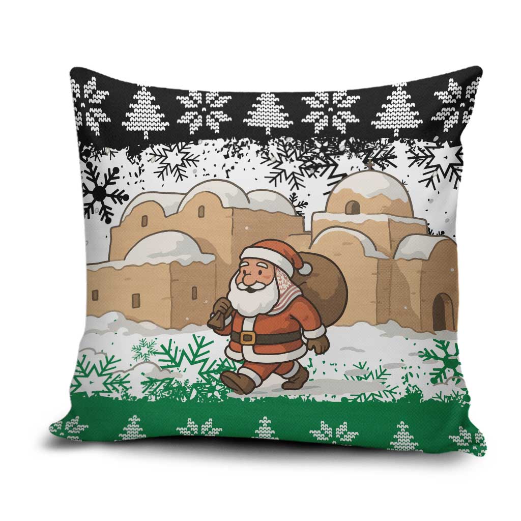 Jordan Christmas Pillow Cover with Santa Snow Village Green and Black Snowflake Tree Pattern - Wonder Print Shop