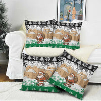 Jordan Christmas Pillow Cover with Santa Snow Village Green and Black Snowflake Tree Pattern - Wonder Print Shop
