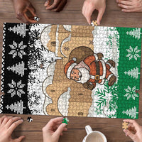 Jordan Christmas Puzzle with Santa Snow Village Green and Black Snowflake Tree Pattern - Wonder Print Shop