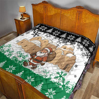 Jordan Christmas Quilt with Santa Snow Village Green and Black Snowflake Tree Pattern - Wonder Print Shop