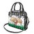 Jordan Christmas Shoulder Handbag with Santa Snow Village Green and Black Snowflake Tree Pattern - Wonder Print Shop