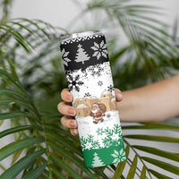 Jordan Christmas Skinny Tumbler with Santa Snow Village Green and Black Snowflake Tree Pattern - Wonder Print Shop