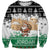Jordan Christmas Sweatshirt with Santa Snow Village Green and Black Snowflake Tree Pattern - Wonder Print Shop