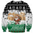 Jordan Christmas Sweatshirt with Santa Snow Village Green and Black Snowflake Tree Pattern - Wonder Print Shop
