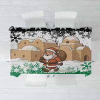Jordan Christmas Tablecloth with Santa Snow Village Green and Black Snowflake Tree Pattern - Wonder Print Shop