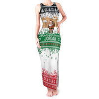 Jordan Christmas Tank Maxi Dress with Santa Snow Village Green and Black Snowflake Tree Pattern - Wonder Print Shop