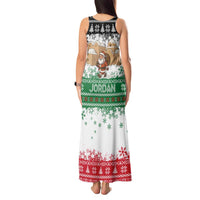 Jordan Christmas Tank Maxi Dress with Santa Snow Village Green and Black Snowflake Tree Pattern - Wonder Print Shop