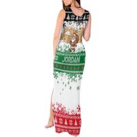 Jordan Christmas Tank Maxi Dress with Santa Snow Village Green and Black Snowflake Tree Pattern - Wonder Print Shop