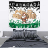 Jordan Christmas Tapestry with Santa Snow Village Green and Black Snowflake Tree Pattern - Wonder Print Shop
