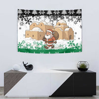 Jordan Christmas Tapestry with Santa Snow Village Green and Black Snowflake Tree Pattern - Wonder Print Shop