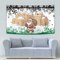 Jordan Christmas Tapestry with Santa Snow Village Green and Black Snowflake Tree Pattern - Wonder Print Shop